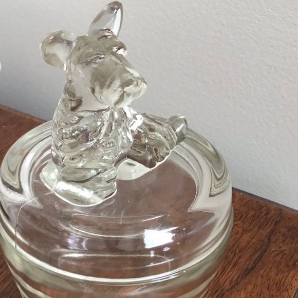 VINTAGE clear glass Scottie dog powder dish, trinket dish with lid - Picture 2 of 10